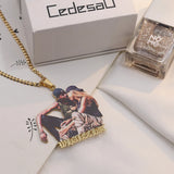 Personalized Stainless Photo Necklace with Nameplate Pendant