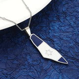 Israeli Flag Pendant Necklace Stainless Enamel Map Charm Jewelry