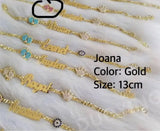 Stainless Name Bracelet With Pink Feet 3MM Chain Personalized Name Bracelets
