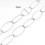 Stainless Steel 10x20mm Oval Chain Necklace No Clasp Silver/gold Jewelry