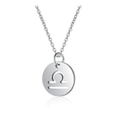 Stainless Steel 12 Constellation Necklace Zodiac Sign Pendant Choker