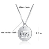 Stainless Steel 12 Constellation Necklace Zodiac Sign Pendant Choker