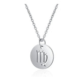 Stainless Steel 12 Constellation Necklace Zodiac Sign Pendant Choker