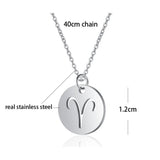 Stainless Steel 12 Constellation Necklace Zodiac Sign Pendant Choker
