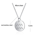 Stainless Steel 12 Constellation Necklace Zodiac Sign Pendant Choker