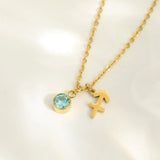 Stainless Steel Zodiac Birthstone Bracelet Charm Jewelry