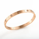 Stainless Steel Zodiac Bracelet with Cubic Zircon, Women's Bangle Gift