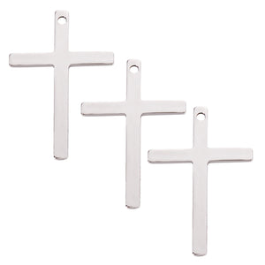 50Pcs/Lot Stainless Steel 16*25mm Cross Charms DIY Pendant Bracelet Accessories