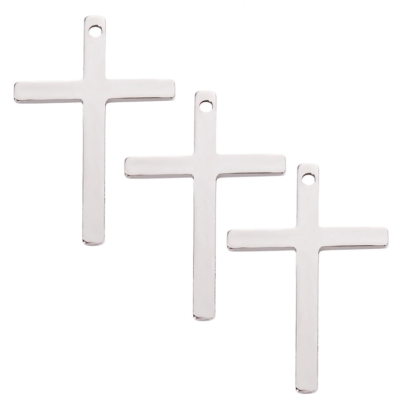 50Pcs/Lot Stainless Steel 16*25mm Cross Charms DIY Pendant Bracelet Accessories