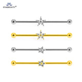 Stainless Steel Flower Industrial Piercing Set 16G/14G Crystal Bar Lot Bulk Cart
