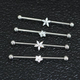 Stainless Steel Flower Industrial Piercing Set 16G/14G Crystal Bar Lot Bulk Cart