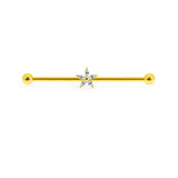Stainless Steel Flower Industrial Piercing Set 16G/14G Crystal Bar Lot Bulk Cart