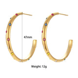 18K Plated Zircon Stone Thin Large Hoop Earrings