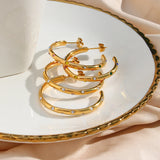18K Plated Zircon Stone Thin Large Hoop Earrings