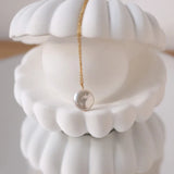 Stainless Steel 18K Freshwater Pearls Pendant Necklace Women Wedding Jewelry
