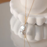 Stainless Steel 18K Freshwater Pearls Pendant Necklace Women Wedding Jewelry