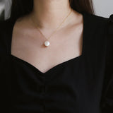 Stainless Steel 18K Freshwater Pearls Pendant Necklace Women Wedding Jewelry