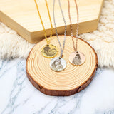 Personalized Round Charm Necklace 18K Plated Stainless Steel