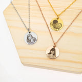Personalized Round Charm Necklace 18K Plated Stainless Steel