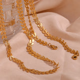 Stainless Steel 18K Plated Waterproof Steric Leaf Chain Set