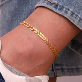 Stainless Steel 18K Plated Waterproof Steric Leaf Chain Set