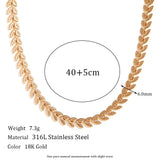Stainless Steel 18K Plated Waterproof Steric Leaf Chain Set