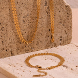 Stainless Steel 18K Plated Waterproof Steric Leaf Chain Set