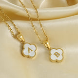 Stainless Steel 18K Clover Letter Necklace Shell Pendant