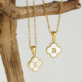 Stainless Steel 18K Clover Letter Necklace Shell Pendant