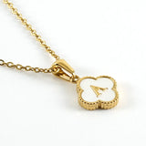 Stainless Steel 18K Clover Letter Necklace Shell Pendant