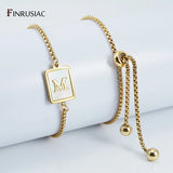 Stainless Steel 18k Plated A-Z Letter Bracelets For Male Female Jewelry