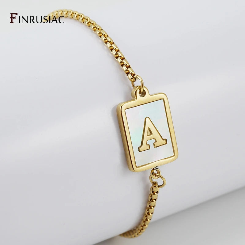 Stainless Steel 18k Plated A-Z Letter Bracelets For Male Female Jewelry