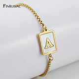 Stainless Steel 18k Plated A-Z Letter Bracelets For Male Female Jewelry