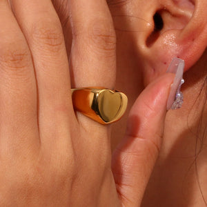 Heart Love Rings for Women 18k Plated Tarnish Sweet Jewelry Gift