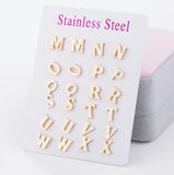 Stainless Steel A-Z Initial Letter Stud Earrings Alphabet Name DIY Jewelry