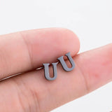 Stainless Steel A-Z Initial Letter Stud Earrings Alphabet Name DIY Jewelry