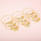 Stainless Steel 26 Letter Bracelet Child Charm Bangle Women Pearl Bangles