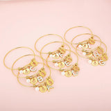 Stainless Steel 26 Letter Bracelet Child Charm Bangle Women Pearl Bangles