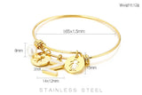 Stainless Steel 26 Letter Bracelet Child Charm Bangle Women Pearl Bangles
