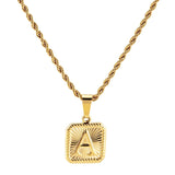 Stainless Steel 26 Letters Pendant Necklace 18k Plated Chain