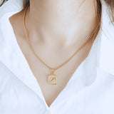 Stainless Steel 26 Letters Pendant Necklace 18k Plated Chain