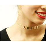 Stainless Steel Old English Letter Name Charm Necklace for Women