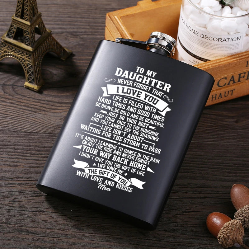 Stainless Steel Whisky Hip Flask Bottle Daughter Gift
