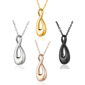 Stainless Steel 316L Memorial Infinity Cremation Jewelry Urn Keepsake Necklace
