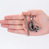 Stainless Steel 3D Koi Fish Pendant Necklace Men Women Biker Amulet Jewelry