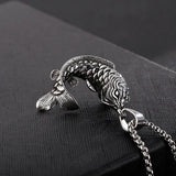 Stainless Steel 3D Koi Fish Pendant Necklace Men Women Biker Amulet Jewelry