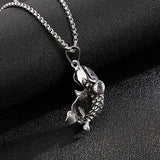Stainless Steel 3D Koi Fish Pendant Necklace Men Women Biker Amulet Jewelry