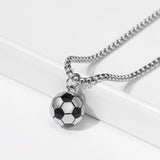Stainless Steel 3D Soccer Football Charm Pendant Necklace for Men Boys Fans