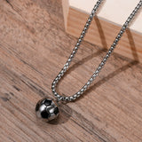 Stainless Steel 3D Soccer Football Charm Pendant Necklace for Men Boys Fans