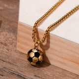 Stainless Steel 3D Soccer Football Charm Pendant Necklace for Men Boys Fans